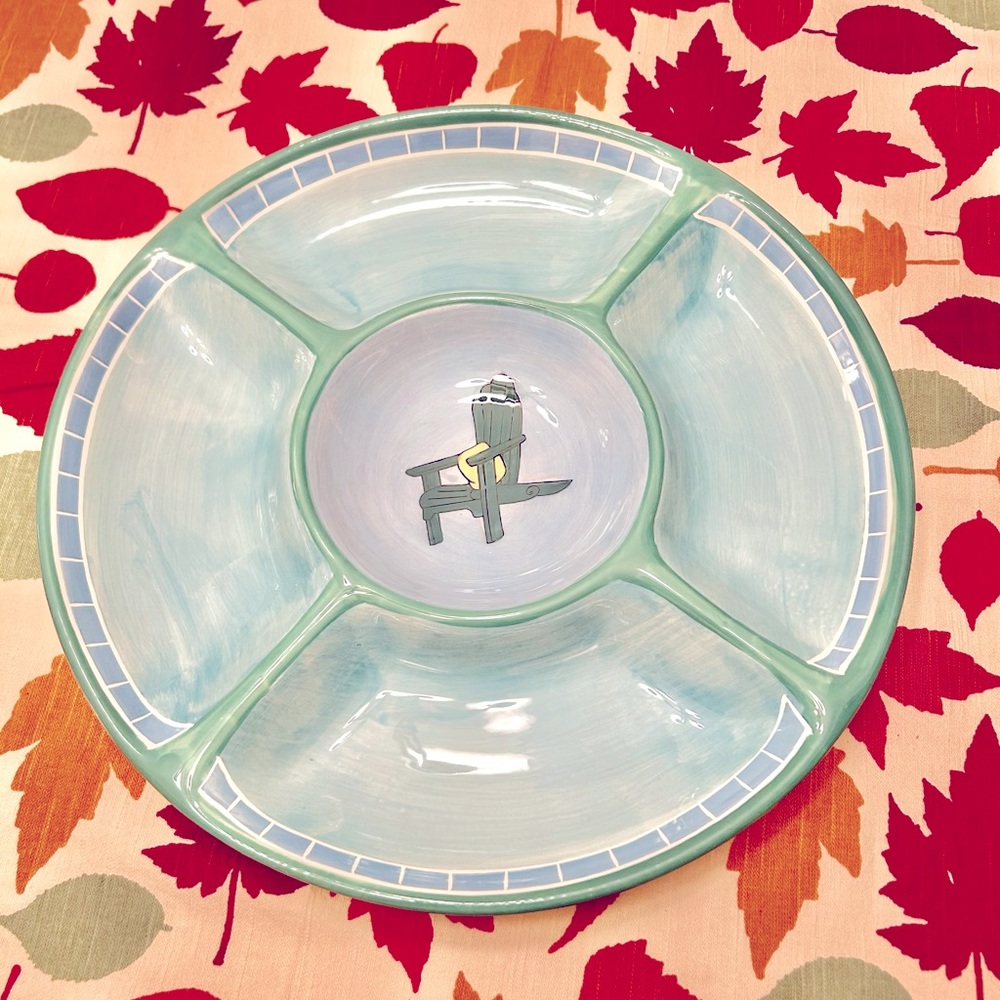 Brushes handpainted Stonemite, Chips & Dip 15” large collectible Serving Platter